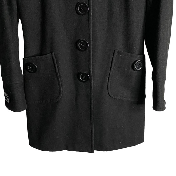 Anthropologie x Tulle Women's Black Wool Blend Polka Dot Lined Pea Coat - Picture 3 of 12